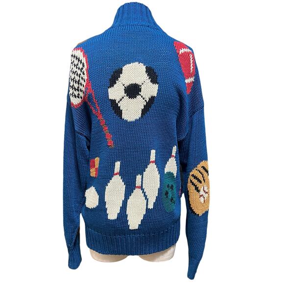 Lisa Nichols Womens Vintage 1988 Football Sports Heavy Cozy Knit Cardigan Sz M - Picture 13 of 16